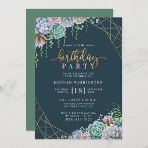 Invitation Script à la main et fête d'anniversaire