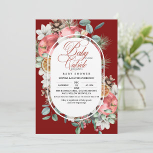 Invitation Script Arbres verts de pin d'hiver Fête de bébé r