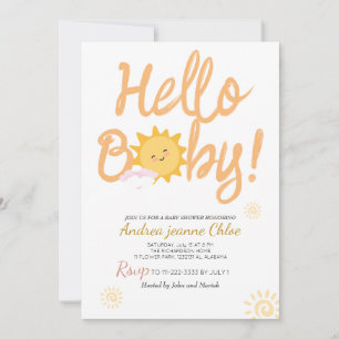 Invitation Script baby shower Sunshine Simple Moderne élégant