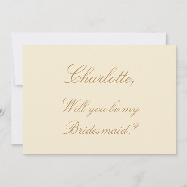 Invitation Script beige Elegant Cream Bridesmaid Proposition (Devant)