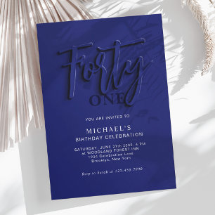 Invitation Script bleu élégant Quarante 40e anniversaire adul