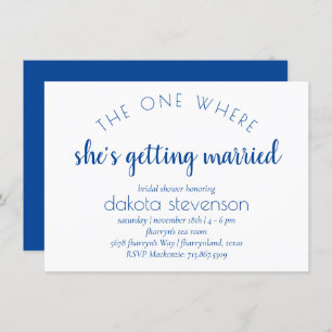 Invitation Script bleu simple   Une Où Elle Se Marie