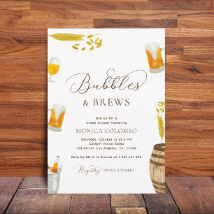 Invitation Script Bubbles & Brews Beer Thème Fête des mariées
