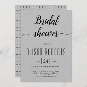 Invitation Script calligraphie gris mariage douche nuptiale