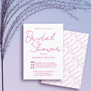 Invitation Script calligraphie magenta rose douche nuptiale