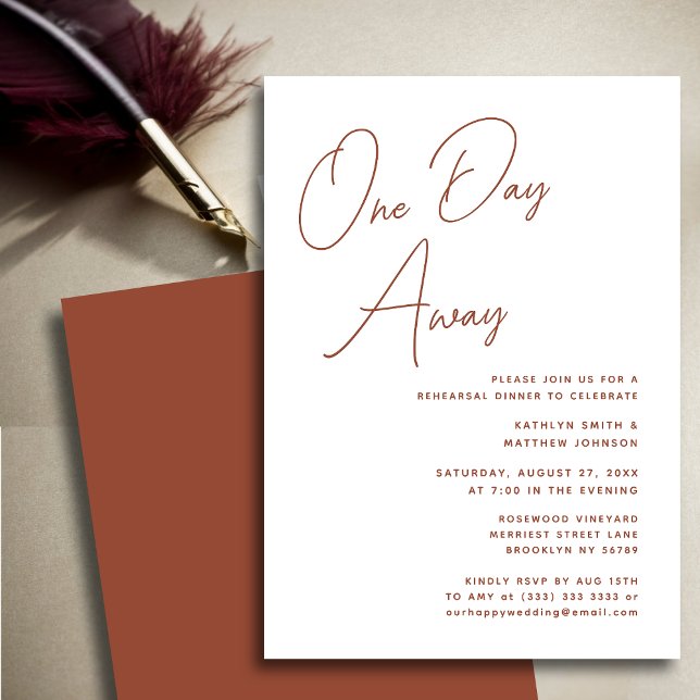Invitation Script Chic En Teracotta À Un Jour (Créateur téléchargé)