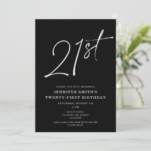 Invitation Script chic moderne Vingt et un fête d'anniversair