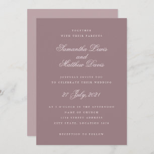 Invitation Script classique élégant violet mauve Mariage