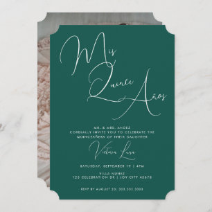 Invitation Script classique Emerald Green Anniversaire quince