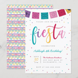 Invitation Script coloré mexicain Fiesta Anniversaire des enf