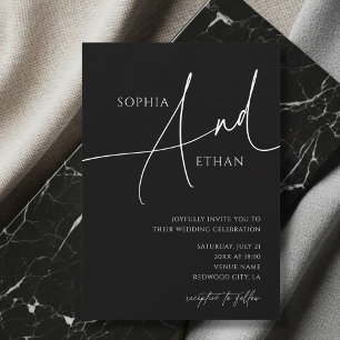 Invitation Script contemporain Moody Mariage noir