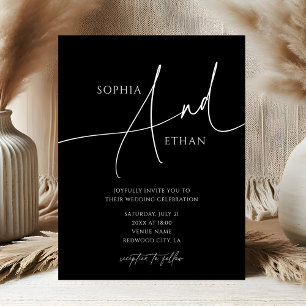 Invitation Script contemporain Moody Mariage noir