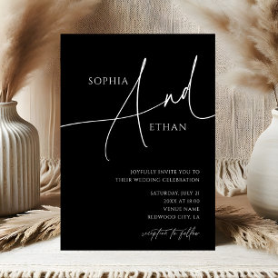 Invitation Script contemporain Moody Mariage noir