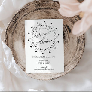 Invitation Script de cadre de coeurs gribouillés pour mariage