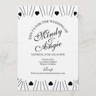 Invitation Script de cadre de coeurs gribouillés pour mariage