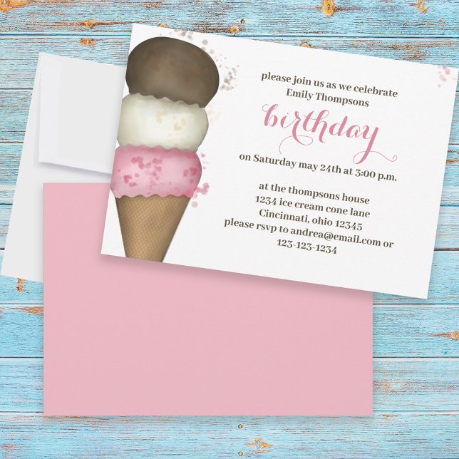 Invitation Script de calligraphie de crème glacée rose Annive (Créateur téléchargé)