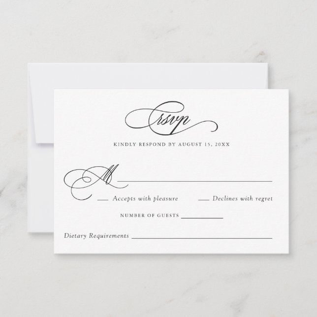 Invitation Script de calligraphie moderne Mariage élégant RSV (Devant)
