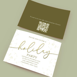 Invitation Script de calligraphie or de vacances Code QR simp