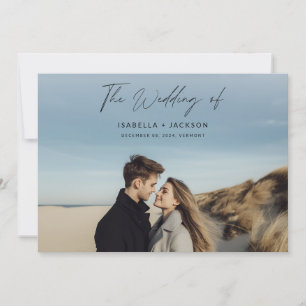 Invitation Script de calligraphie simple Mariage photo horizo