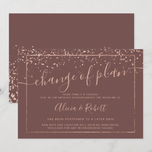 Invitation script de cannelle d'or rose report du plan de cha