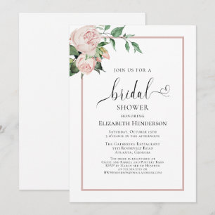Invitation Script de Coeur rose pâle Fête des mariées florale