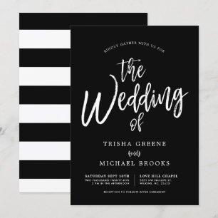 Invitation Script de danse blanc sur Mariage noir
