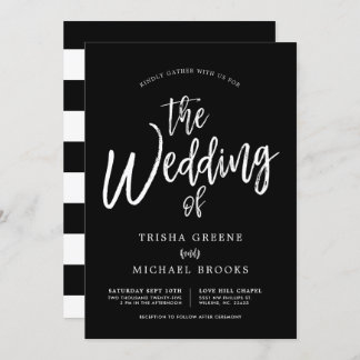 Invitation Script de danse blanc sur Mariage noir