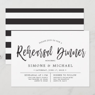 Invitation Script de danse noir   Dîner de répétition blanc