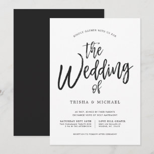 Invitation Script de danse Noir Mariage blanc