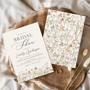 Invitation Script de Fête des mariées Fleur sauvage Boho