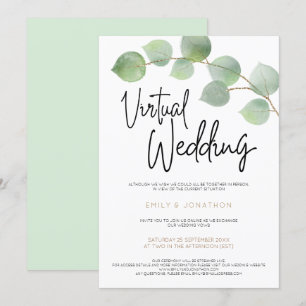 Invitation Script de feuille Eucalyptus moderne Mariage virtu