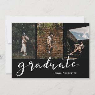Invitation Script de fin d'études Trois Photos Graduation P