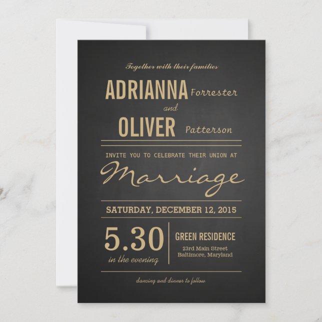 Invitation Script de Mariage de tableau de bord rustique vint (Devant)