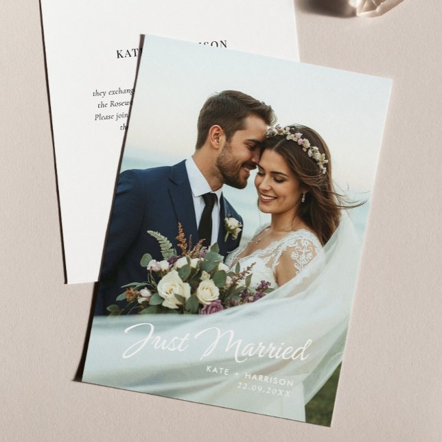 Invitation Script de mariage juste célébré Annonce de photo d (Créateur téléchargé)