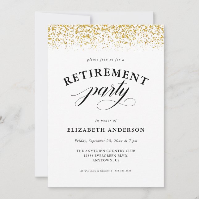 Invitation Script de Parties scintillant Gold de la partie de (Devant)