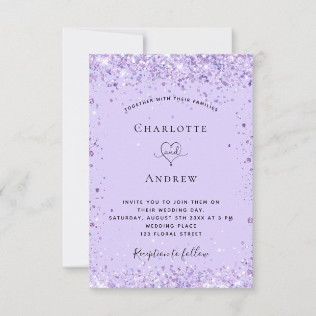 Invitation Script de parties scintillant violet de lavande ma (Devant)