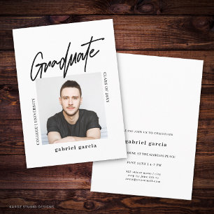 Invitation Script de photo simple et minimaliste pour diplômé