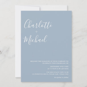 Invitation Script de signature minimaliste Mariage bleu pouss