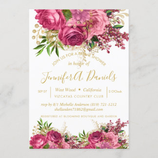 Invitation Script de typographie de l'or Fête de l'mariée des