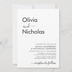 Invitation Script de typographie moderne chic Monogramme Mari