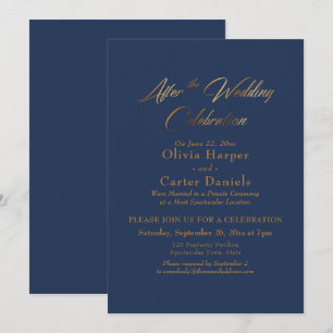 Invitation Script d'or après la marine de célébration Mariage
