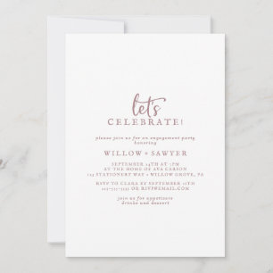 Invitation Script d'or Rose rustique Célébrons