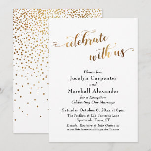 Invitation Script Doré Célébrez avec Nous Confettis Dos