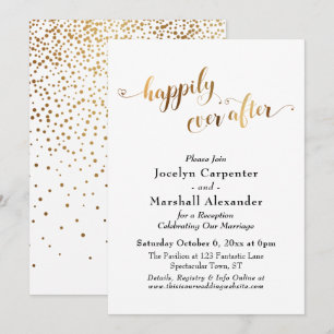 Invitation Script Doré Confitis de Bonheur Éternel au Dos