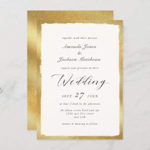 Invitation Script élégant avec Mariage semi-formel Gold Edge