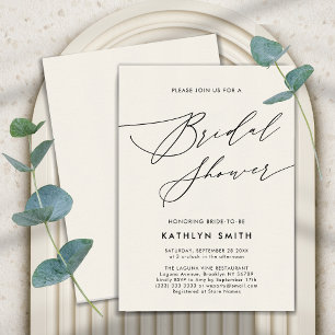 Invitation Script élégant crème Fête des mariées simple moder