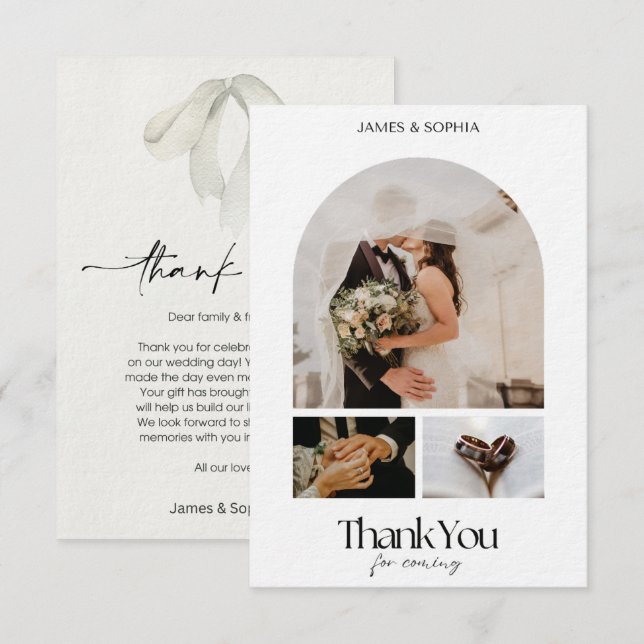 Invitation Script élégant Love Heart Mariage photo Merci (Devant / Derrière)