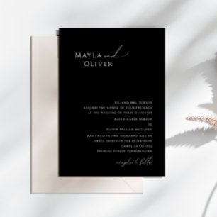 Invitation Script élégant   Mariage traditionnel noir