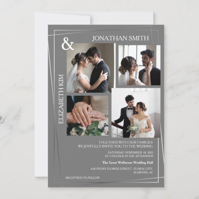 Invitation Script élégant moderne 5 Mariage de superposition  (Devant)