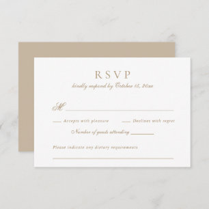 Invitation Script élégant moderne Antique Mariage Or RSVP